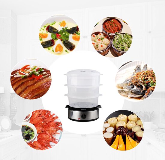 Aigostar Fitfoodie 30INA – Dampfgarer 9 l – mit Timer – 800 W – 3 Ebenen – Edelstahl