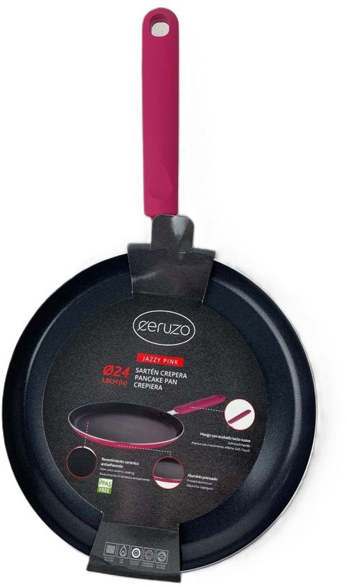 Ceruzo Pfannkuchenpfanne PFAS-frei - 24 cm - Jazzy Pink - Keramische Antihaftbeschichtung - Induktion