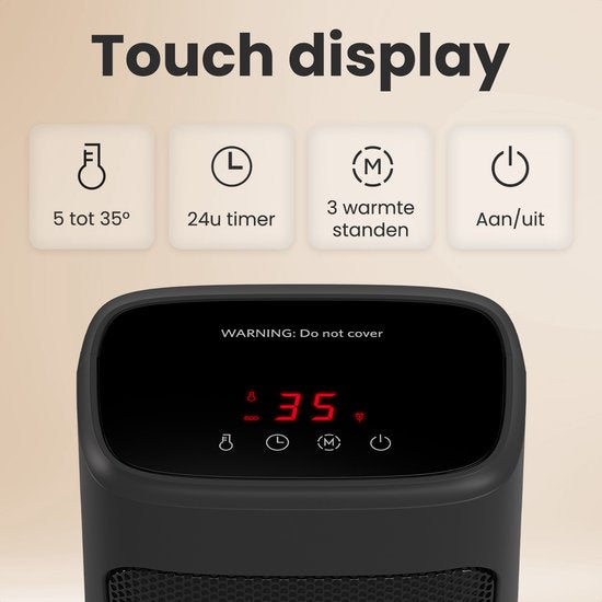 Auronic Heizlüfter Digital - Keramik-Heizgerät - Tragbar - 2000W Heizgerät - Schwarz