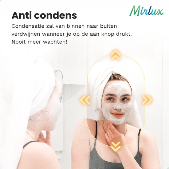 Mirlux Badezimmerspiegel - mit LED-Beleuchtung & Heizung - Wandspiegel Oval - Anti-Kondensations-Duschspiegel - 90x60CM - Schwarz