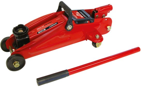 Carpoint Garagenheber - Mobil - Hydraulisch - Maximale Tragfähigkeit 2000KG - Hubhöhe von 130-380mm - Automatisches Sicherheitsventil - Lange Pumpenstange - Lenkrollen - Mit TüV/GS Produktzertifizierung