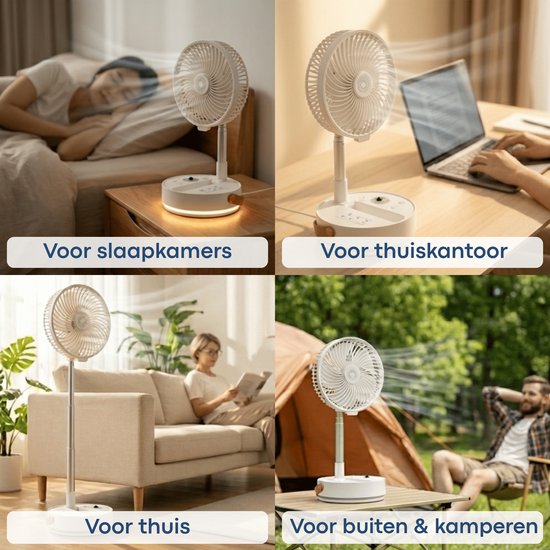 Aironex faltbarer, tragbarer Ventilator – Leiser Tisch- und Standventilator – USB-aufladbar und kabellos mit LED-Licht – Kompakter Mini-Ventilator für Schreibtisch, Schlafzimmer, Zuhause, Büro und Camping – Ventilatoren