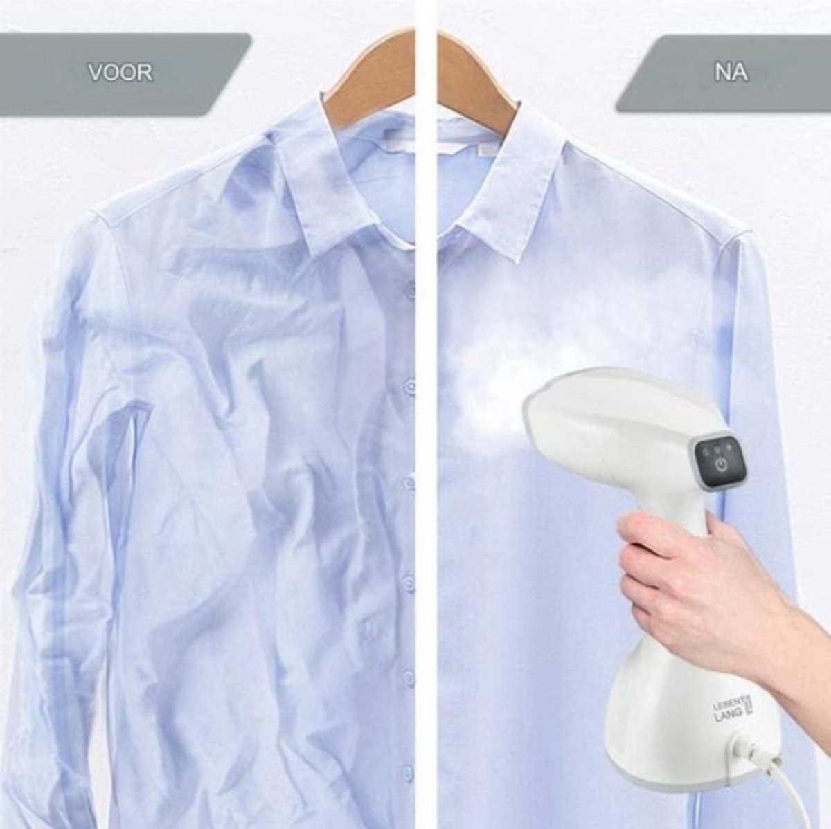 LEBENLANG Dampfbügeleisen - Händetrockner mit LCD & 2 Aufsätzen - 1500W - 300 ml - 7 x 4 x 10 cm - Weiß