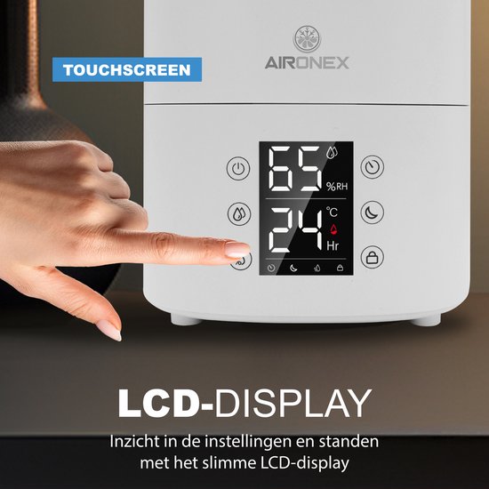 Aironex Luftbefeuchter 3.8 Liter - Topfill - Aroma - Luftbefeuchter - Luftbefeuchter - Geeignet für Wohnzimmer, Büro, Babyzimmer, Schlafzimmer