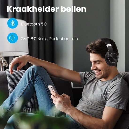 Auronic QuietSound Bluetooth-Kopfhörer kabellos - Over-Ear - aktive Geräuschunterdrückung - Mikrofon - inkl. Tragetasche - Schwarz