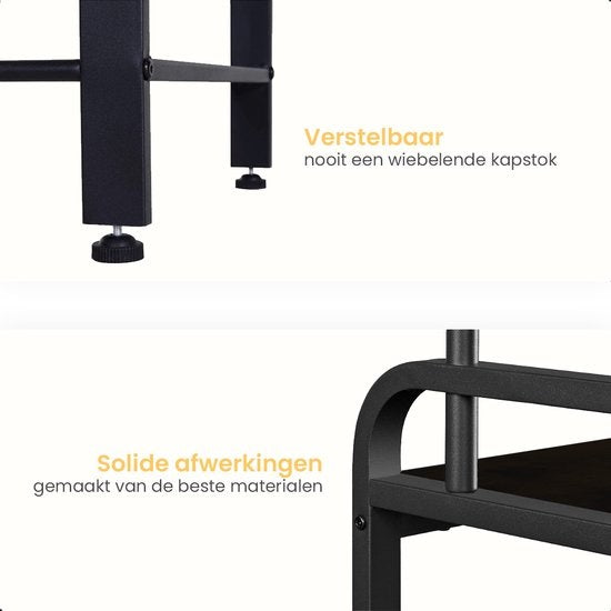 Goliving Garderobe - Garderobenständer - Flurmöbel - Schuhregal - Schuhschrank - Industrieschrank - Metall/Holz - 72 x 34 x 183 cm - Schwarz