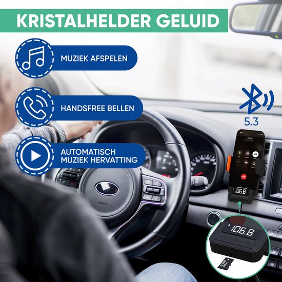Serve 3in1 Bluetooth FM Transmitter, Telefonhalterung Auto & drahtloses Schnellladegerät 15W - Car Kit für Musik - Telefonhalterungen Autozubehör - berührungsloses Autoladegerät - Lüftungshalterung