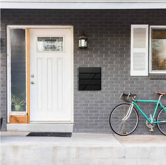 BRASQ Briefkasten Hanging Black Deluxe - Wandbriefkasten mit Schloss und Zeitungsfach - Inkl. Befestigungsmaterial & 2 Schlüssel - Briefkasten - Briefkasten - Edelstahl