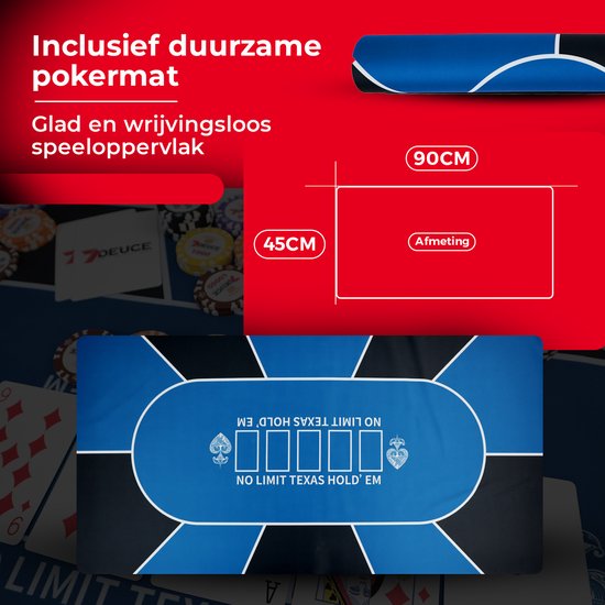 7DEUCE Poker Set - Starter Set - 300 Chips - Stoff - Pokerchips - Poker - Erwachsene