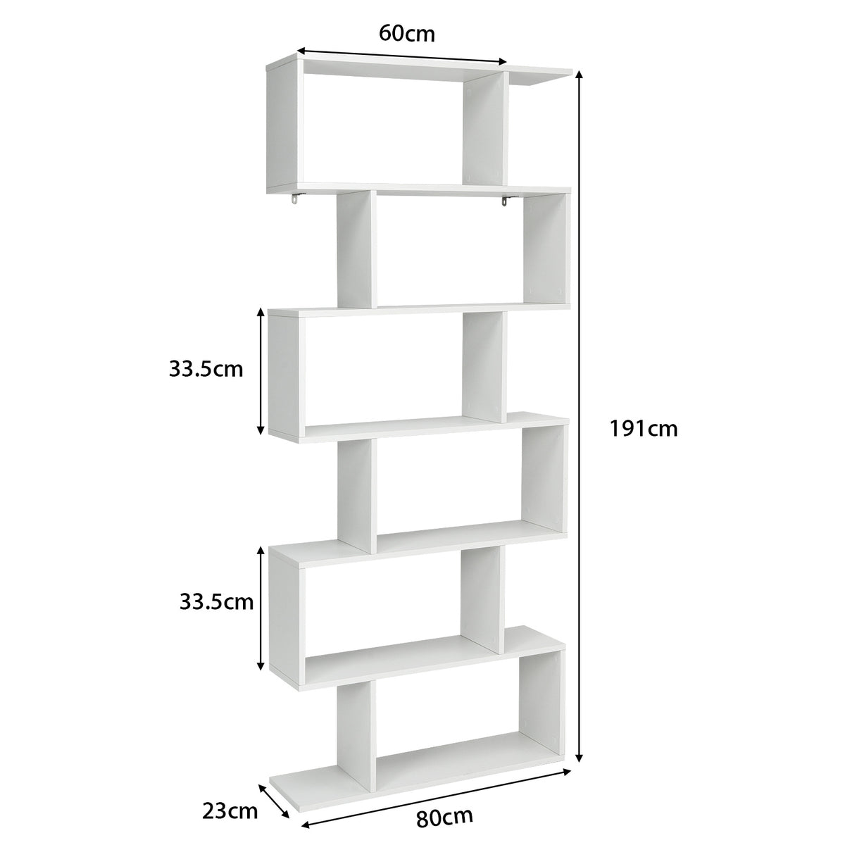 Coast Standregal 6 Level S-Shape BOOKROOM Aufbewahrungsregal Holz Farbwahl-blank
