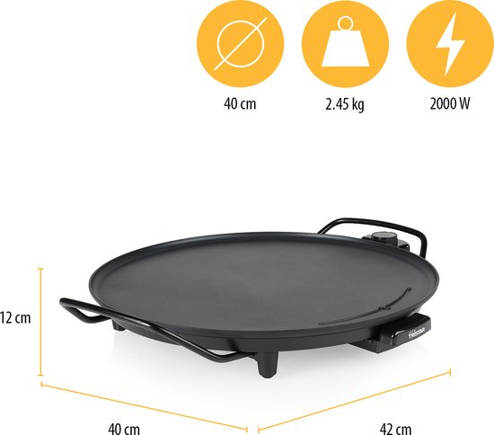 Tristar Griddle - BP-2787 - 2000W - Gourmet, Rundgrill Ø40cm - 4 Personen - PFAS-frei