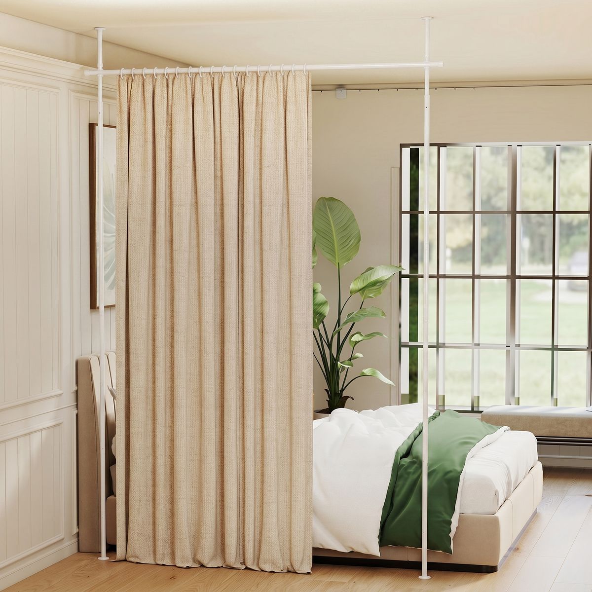 Coast Paravent-Vorhangstange – ohne Bohren – verstellbar 120–314 x 73–183 cm – weiß