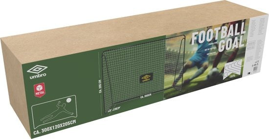Umbro Fußballtor - 300 x 120 x 205 CM - Metall - Inkl. 7 Bodenhaken - Schwarz