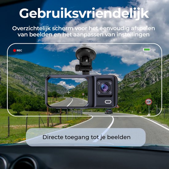 Denver Dashcam - Dashcam für Auto - Front- und Innenraumkamera - Full HD - 120° Weitwinkel - Schleifenaufzeichnung - G-Sensor - CCT2500