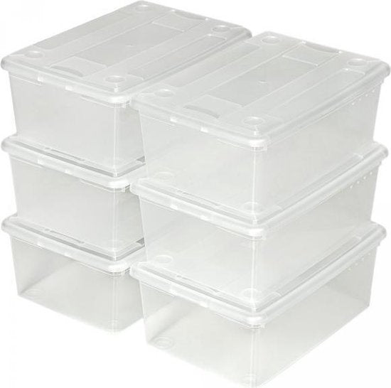 tectake - Satz von 6 transparenten Aufbewahrungsboxen - 33 x 23 x 12 cm - 401685