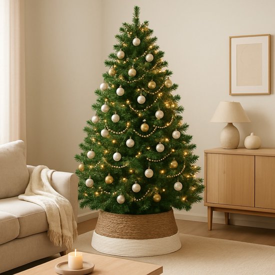 Arti Casa Kunst-Weihnachtsbaum 210 cm – Fichte für Weihnachten mit Weihnachtsbaumständer – Weihnachtsbaum aus Kunststoff – Weihnachtsdekoration für den Innenbereich – Grün