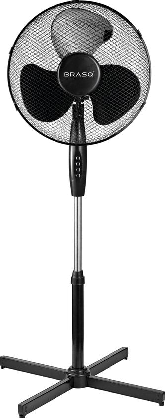 BRASQ Stativventilator - 40 cm - Schwarz - Höhenverstellbar - 3 Geschwindigkeiten - 40 Watt