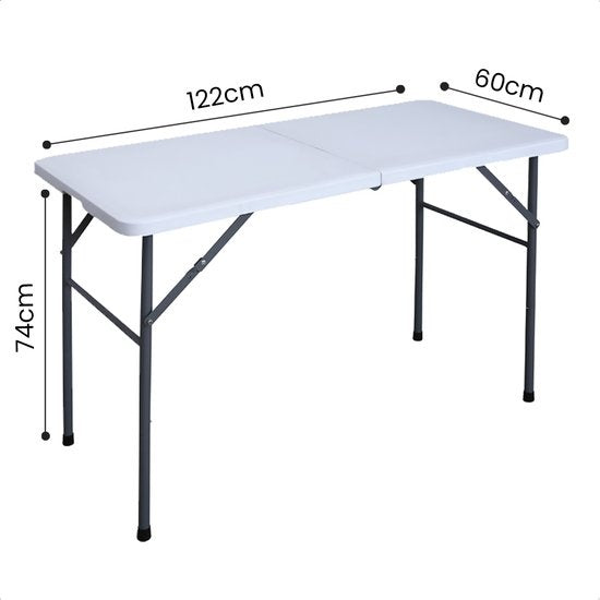 Goliving - Klapptisch - Campingtisch - Wetterfest - 122 x 60 x 74 cm - Weiß
