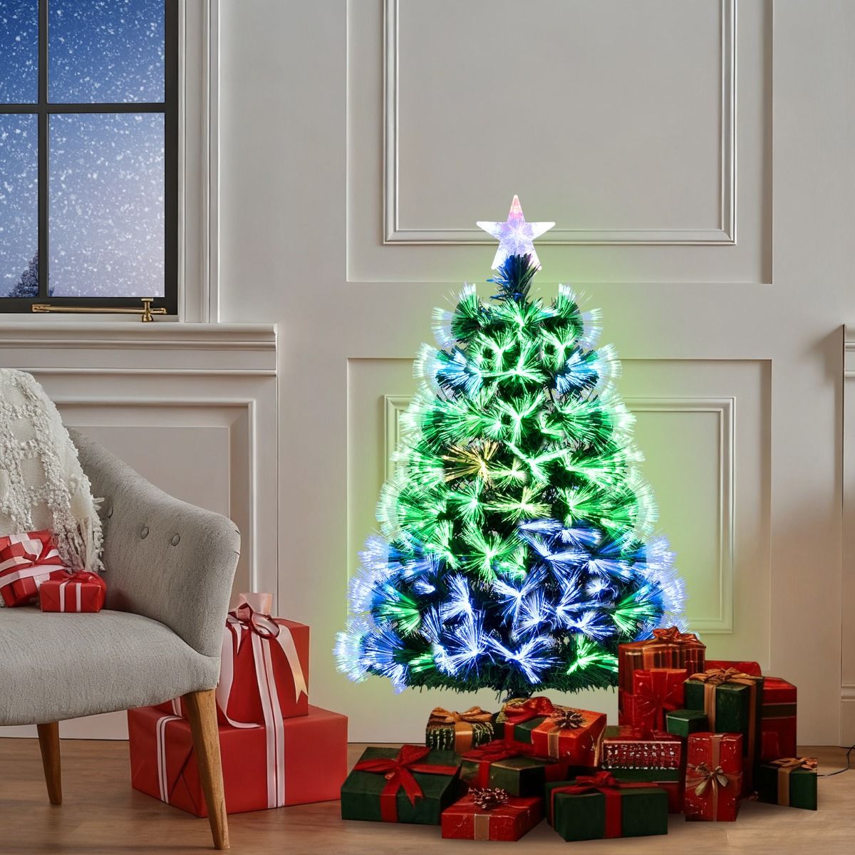 Coast Kunstweihnachtsbaum – Glasfaser-Beleuchtung – 93 Zweige – 95 cm, grün