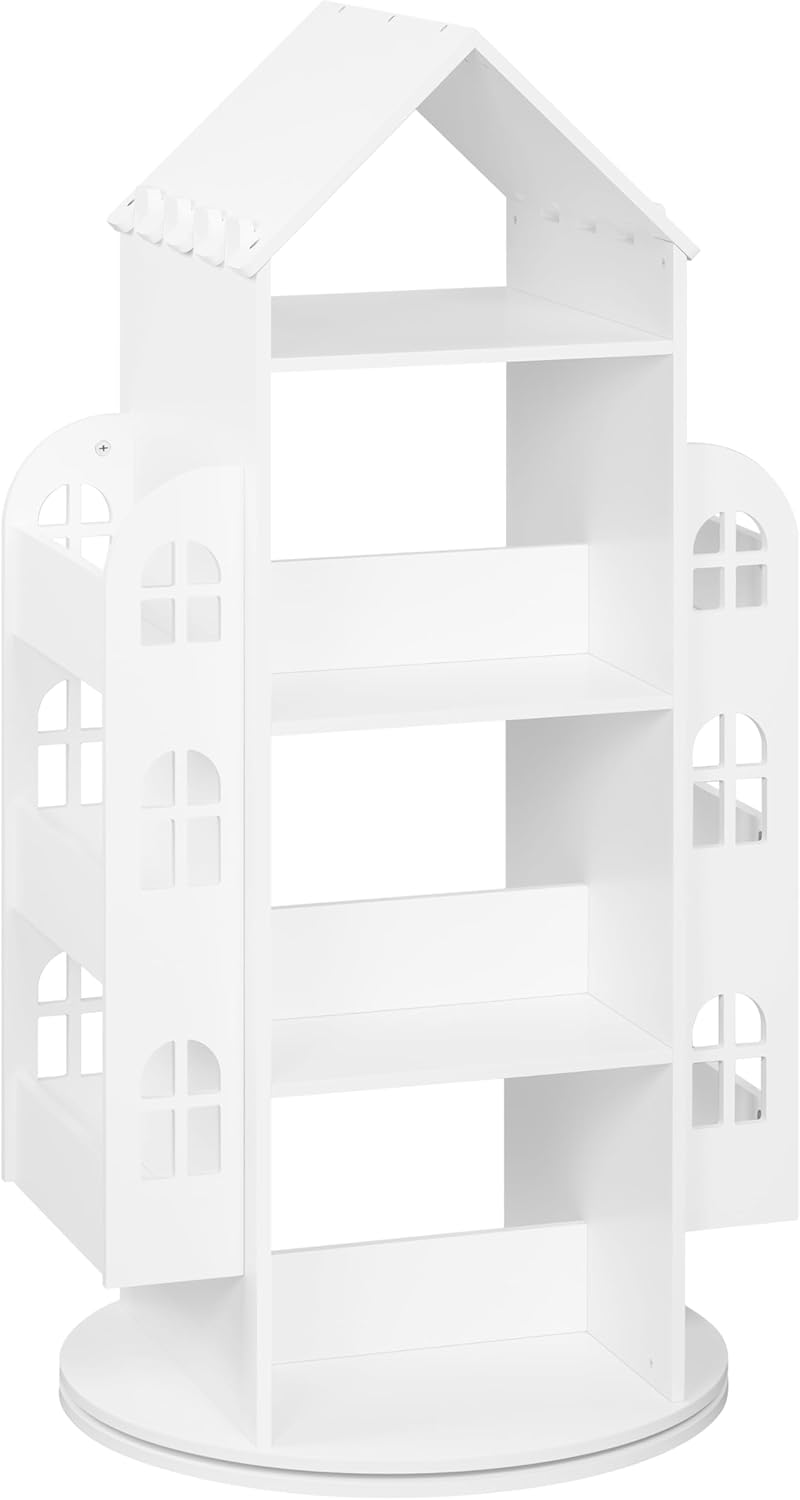 Woltu Kinderbücherschrank – drehbar – 3 Ebenen – 40 x 97 cm – 30 kg – Weiß