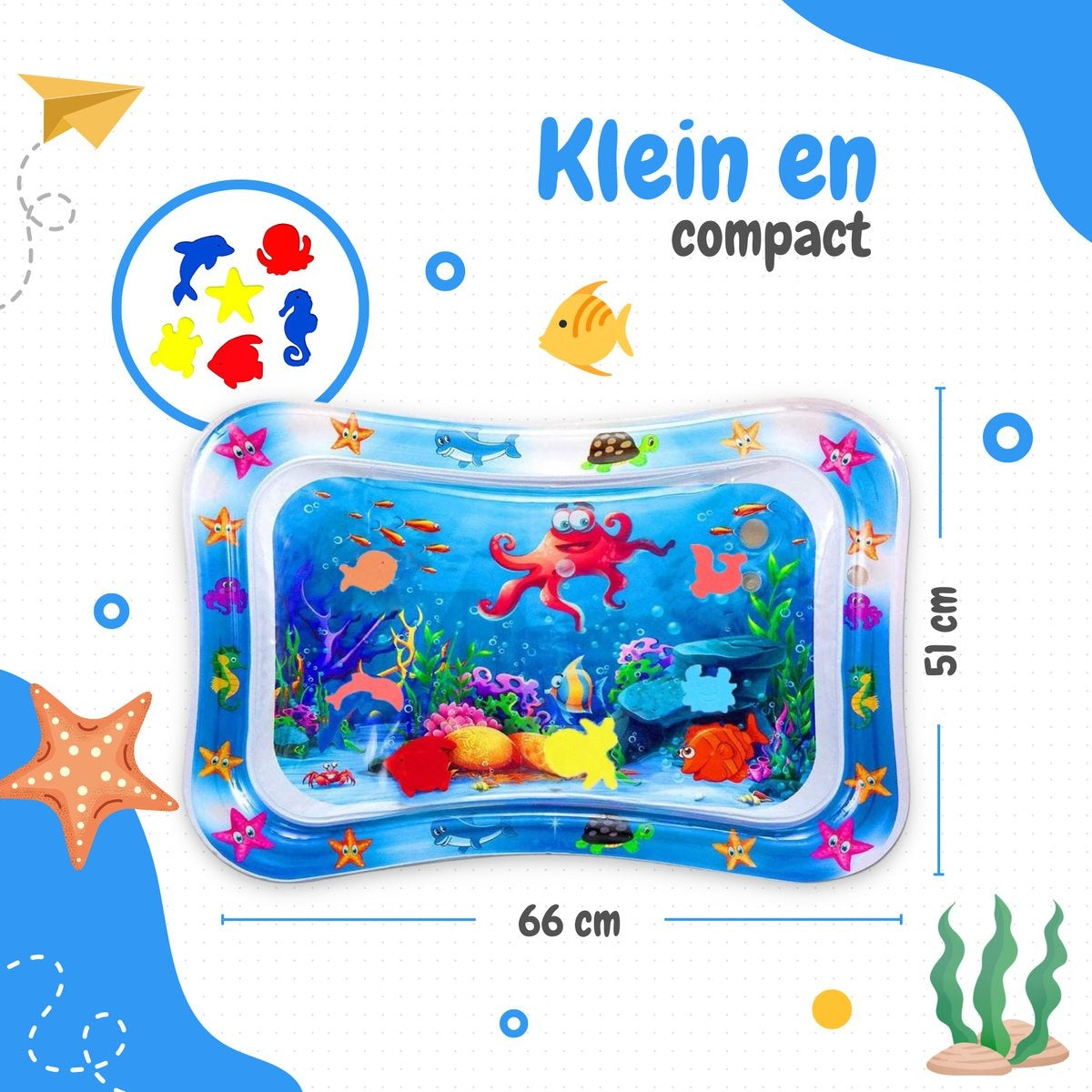 AyeKids Wasser Spielmatte - Wasser Matte - Spielmatte - Aufblasbar - Wasser Matte Baby - Blau