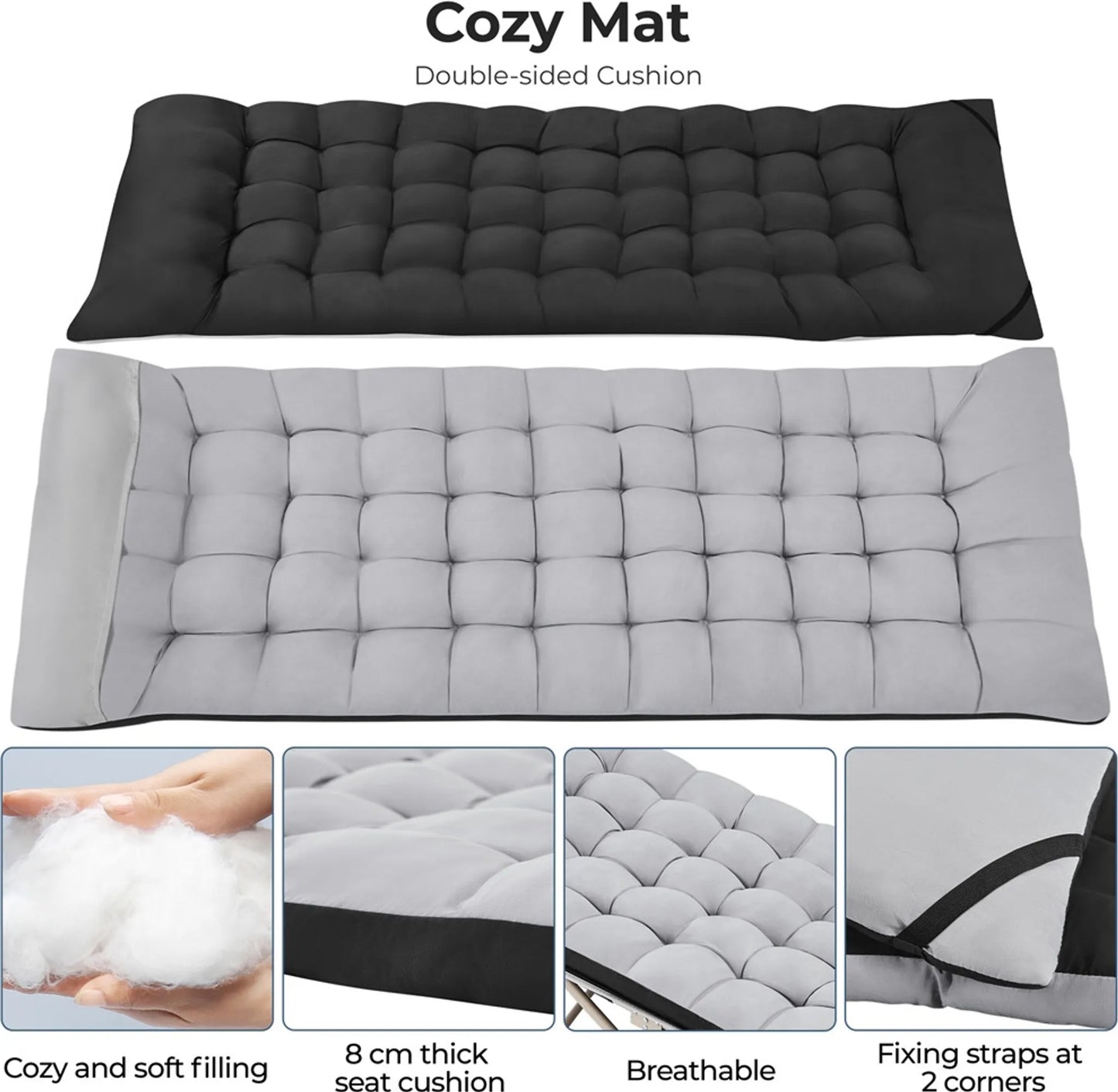 Yaheetech Camping Bett faltbar - Ausgestattet mit bequemer Matratze und praktischer Tragetasche und Seitenfächer - Für Camping und Gästezimmer - Schwarzes Metall und 600D Oxford Gewebe - 191 x 67 x 56 cm