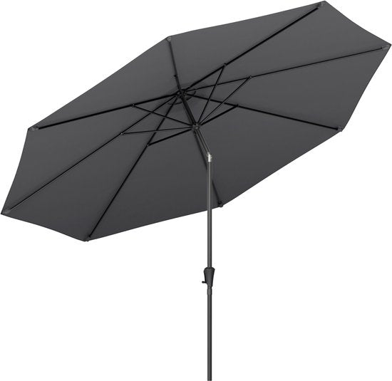 LifeGoods Sonnenschirm - Garten - Ø350 cm - 30° neigbar - Wasserdicht - UPF50+ - Dunkelgrau