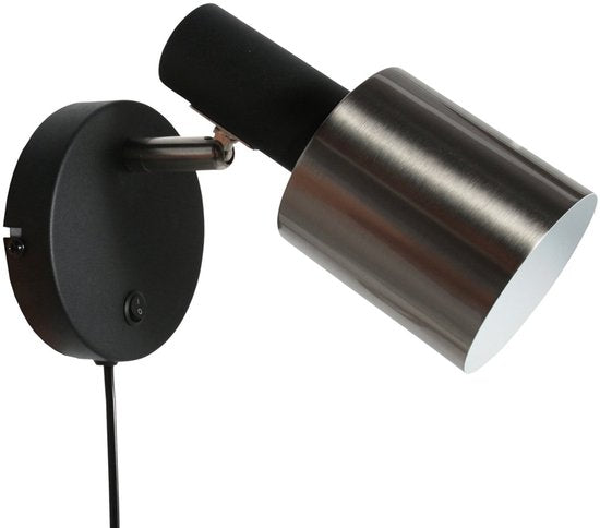 Wandleuchte Fjorgard 4848ZW – Schwarze Wandleuchte aus Metall mit einem Durchmesser von 20 cm, dreh- und neigbar, Marke Anne Light Home, markantes Design für den Innenbereich