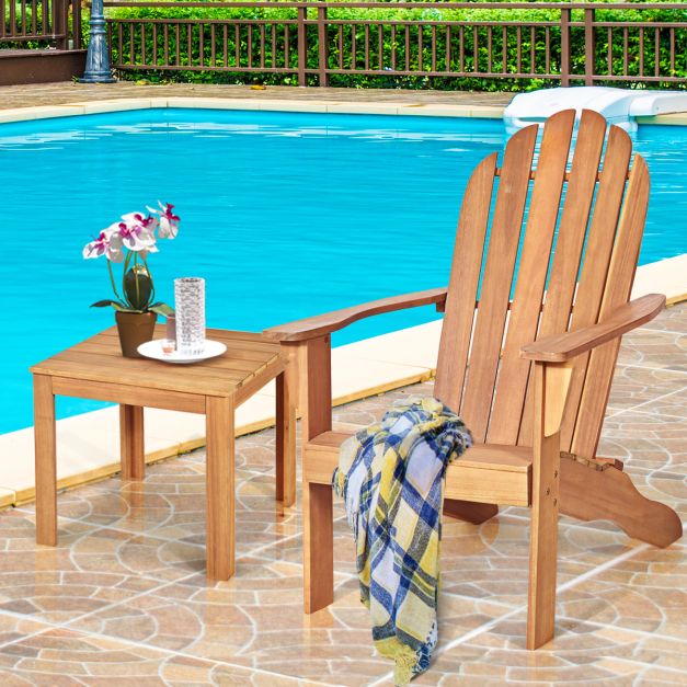 Coast Outdoor Holz Adirondack Stuhl 69x88x103 cm - Natur Akazienholz - Gartenstuhl für Terrasse, Balkon und Garten