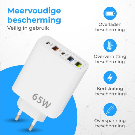 Nuvance - USB-Adapter - 5 Ports - USB-Stecker - USB-Ladegerät - Geeignet für jedes USB-Kabel - Weiß