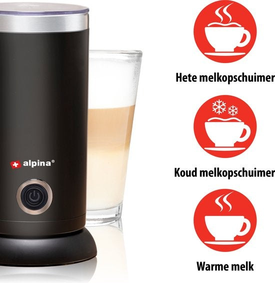 alpina Elektrischer Milchaufschäumer - 3-in-1 - 300ML - Schwarz