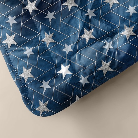 Zelesta® Kiddybed Silver Stars 140x200 - Kinderbettbezug - Waschbare Kinderbettdecke ohne Bezug - Bedruckte Kinderbettdecke - Ganzjährig Winterbett & Sommerbett
