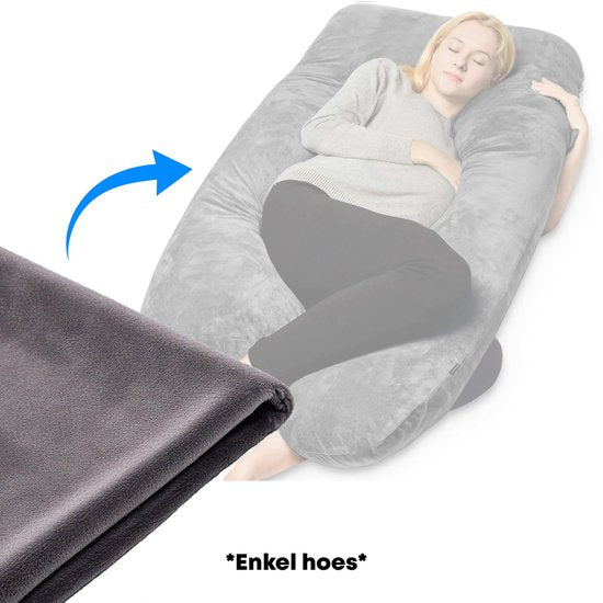 Bezug für Schwangerschaftskissen Earkings Side Sleep Pillow U shape 140x80cm - Dark Grey