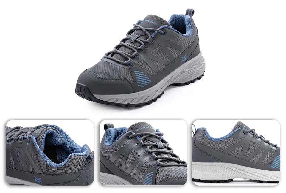 Milanoro Wanderschuhe Größe 42 – Softshell – Profilsohle – Grau/Blau
