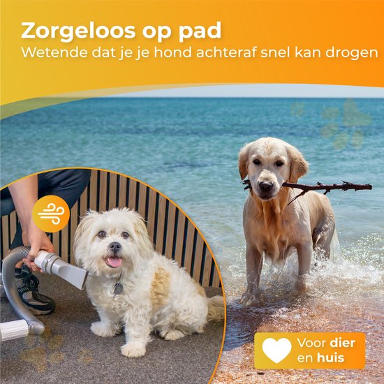 Nuvance - Hundehaartrockner - Wassergebläse Hund - 2100W - mit 3 Aufsätzen - Hundetrockner - Wassergebläse für Hunde - einstellbare Leistung - Hundeföhn - Weiß