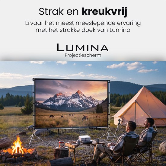 Lumina® Projektionswand 100 Zoll - Beamer-Leinwand mit Stativ - knitterfrei - faltbar - mit Tragetasche - für drinnen und draußen