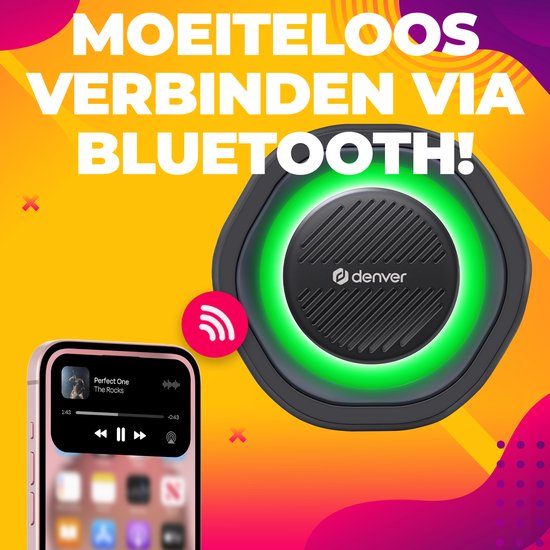 Denver Bluetooth-Lautsprecher, kabellos – Lichteffekte – Musikbox – AUX – TWS-Kopplung – BTV223B