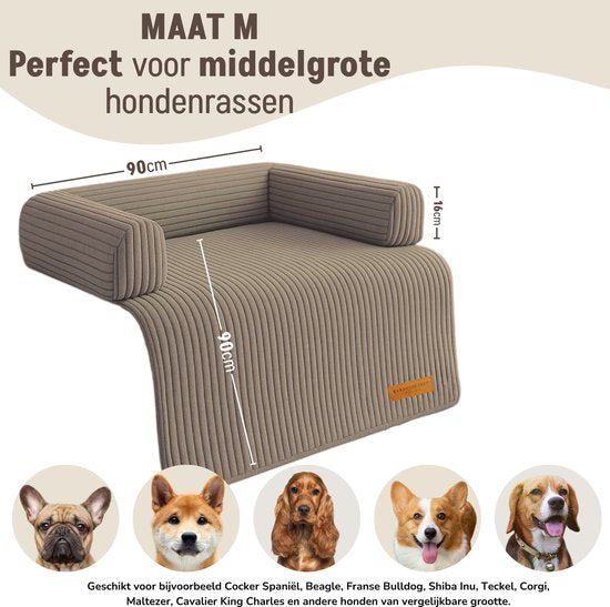 By Cee Cee Original Hundedeckenbank - Hundedeckenbank - Hundekorb - Premium - komplett mit Reißverschluss - Rippengewebe - Braun - 90x90 - Größe M