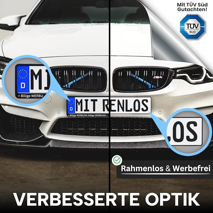 Ivality Kennzeichenhalter – rahmenlos – magnetisch – für 2 Kennzeichen – schwarz