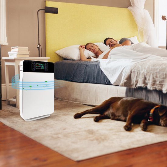 Livington AirPurifier – Luftreiniger 30 m² Weiß – 6-stufiges Filtersystem – HEPA-Filter, Aktivkohlefilter, UV-Filter, Ionisator