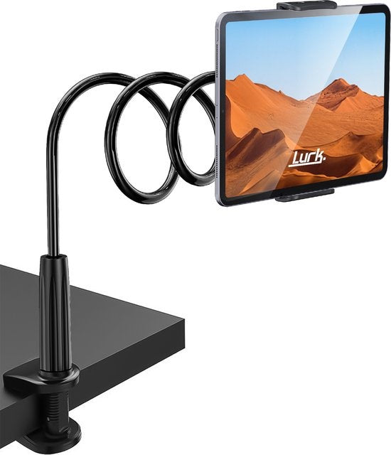 LURKÂ® Tablet-Halterung flexibel und verstellbar - Telefonhalterung Ergonomisch - 70cm lang - 4 bis 11 Zoll - Universal - Schwarz