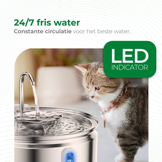 Selectedpets Trinkbrunnen Katze Edelstahl - Katzenbrunnen - Inklusive Filter - 3,2L Fassungsvermögen