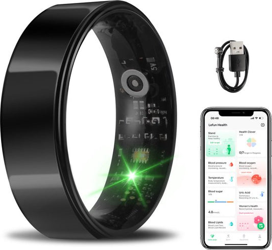 Smart Ring - Größe 7 - für Frauen und Männer - Activity Tracker - Wearables - Schwarz - von Saaf