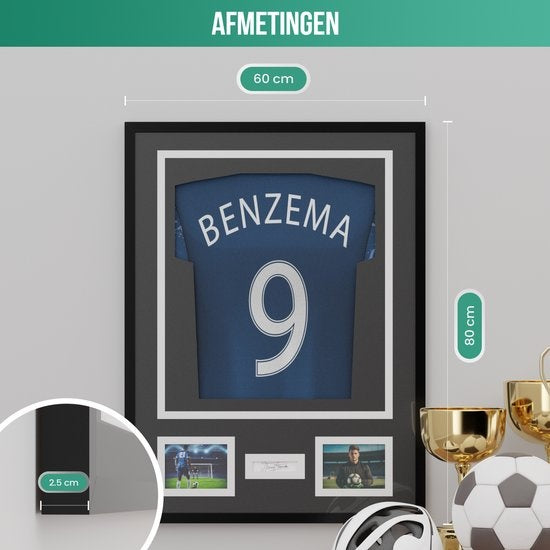 Avalo Bilderrahmen Aluminium - Einrahmung Fußballtrikot - 3D Box Frame - 60x80 CM - Schwarz - Tiefer Rahmen - Einrahmung Trikot im Bilderrahmen