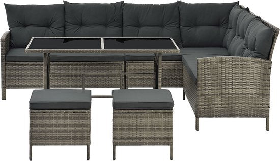 Sitzgarnitur aus Polyrotan - Manacor - Grau