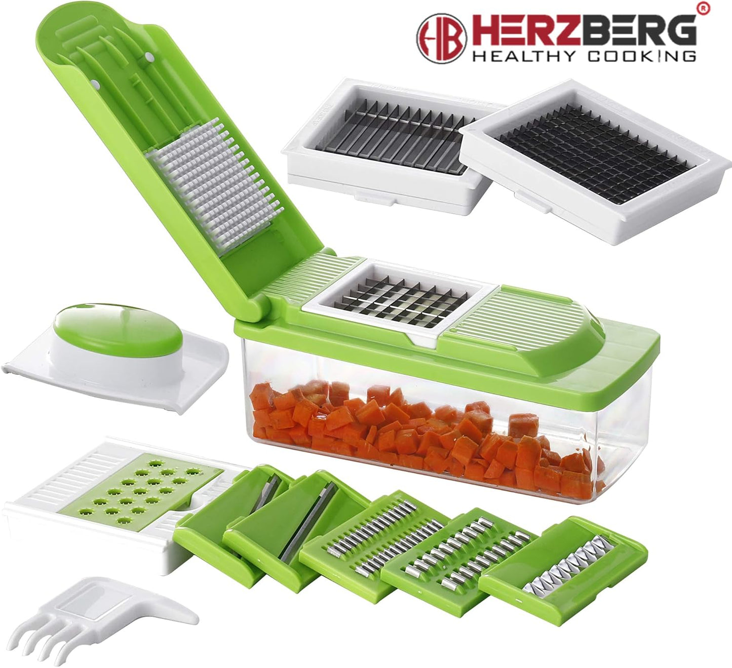 Herzberg HG8045 Multifunktionsschneider und -hacker - Leistungsstarke Küchenhilfe für müheloses Schneiden, Hacken und Mixen