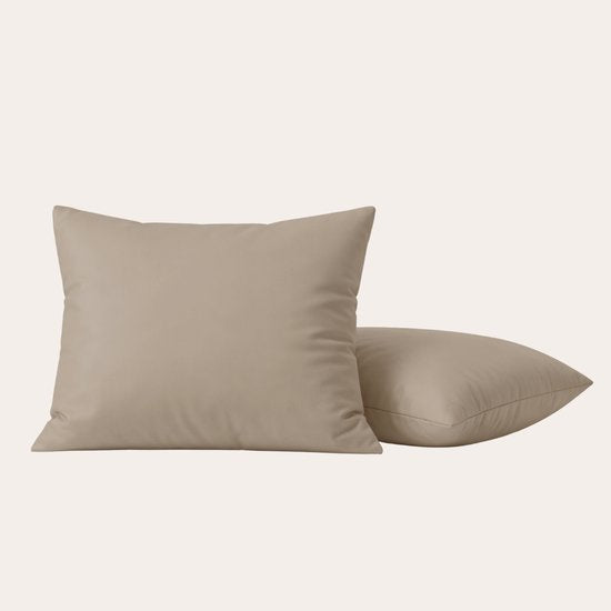 HappyBed Taupe Kissenbezug-Set, 2er-Pack – 60 x 70 cm – 100 % Mikrofaser – Ultimativer Schlafkomfort