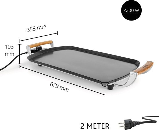 Boska Elektrische Grillplatte Pro - 35x56 cm Eiche Griffe - Teppanyaki Platte