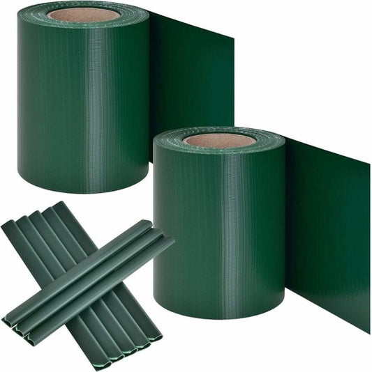 PVC-Sichtschutzstreifen - 2 Stück - 35 Meter - Grün - inkl. Befestigungsclips