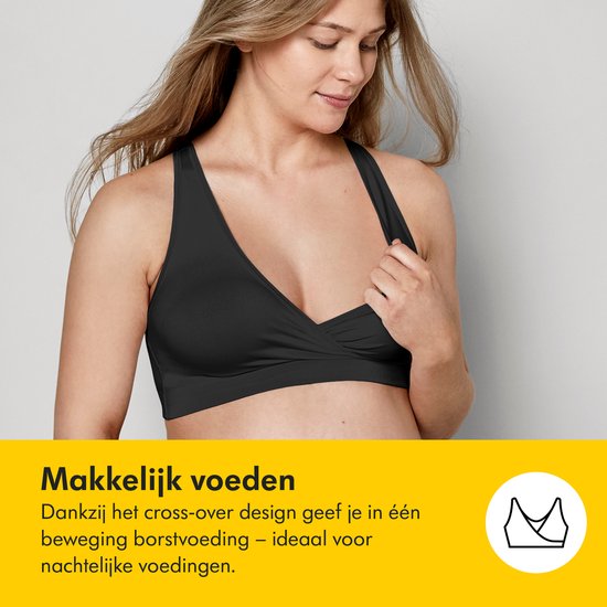 Medela Keep Cool Sleep-BH – Nahtloser Schlaf-BH – Schwangerschafts-BH – Still-BH mit 2 atmungsaktiven Zonen – Soft-Touch-Material – Weiß – Größe L